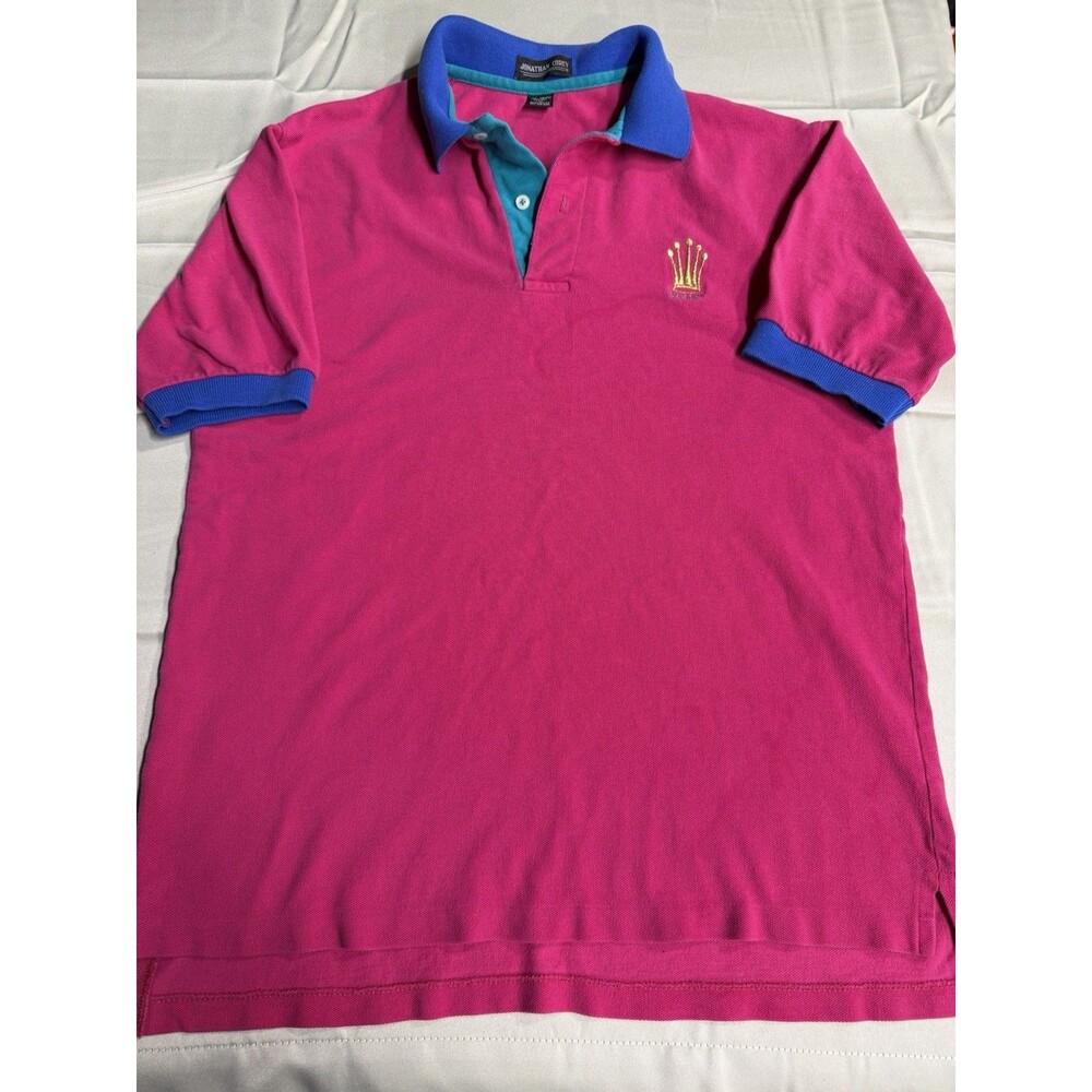 VTG 90s Y2K Rolex Polo Shirt Mens M Jonathan Corey Pink Blue Teal USA Colorblock